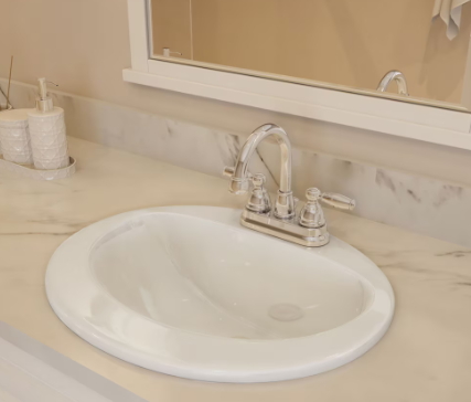 Glacier Bay Oval Drop-In Bathroom Sink in White