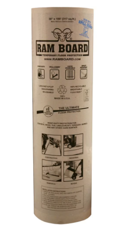 Tapis de protection de sol temporaire en carton réutilisable Ram Board de 38 po x 100 pi