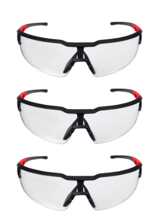 Milwaukee Tool Safety Glasses with Clear Anti-Scratch Lenses (3-Pack)