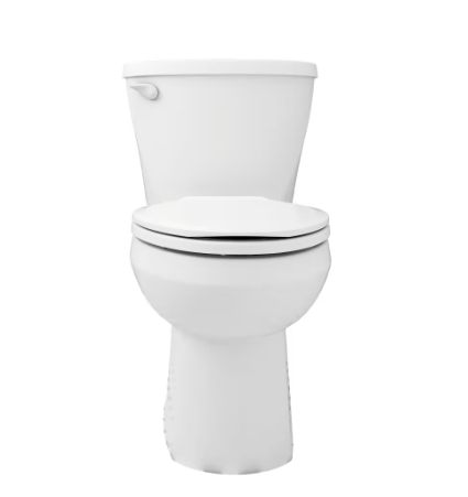 Toilettes allongées à hauteur standard à chasse unique de 4,8 L d'American Standard Mainstream en 2 pièces, en blanc, avec réservoir doublé 