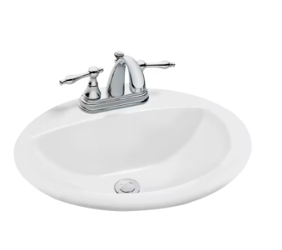 Glacier Bay Oval Drop-In Bathroom Sink in White