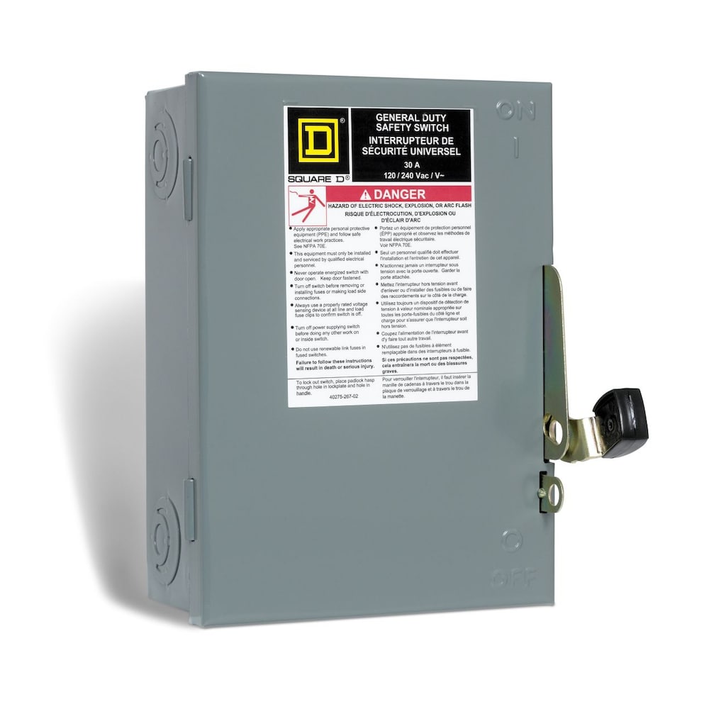 Interrupteur de sécurité à usage général de 30 A - Fusible à fiche