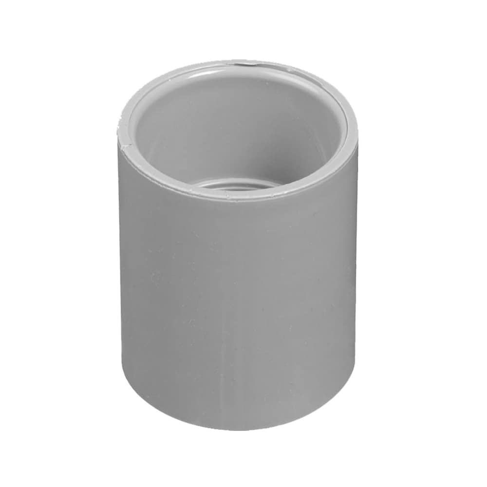 Schedule 40 grey PVC 1-1/4 in. conduit coupling.