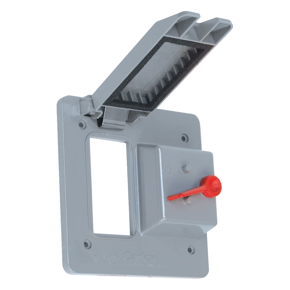 Weatherproof two gang cover for one GFCI receptacle