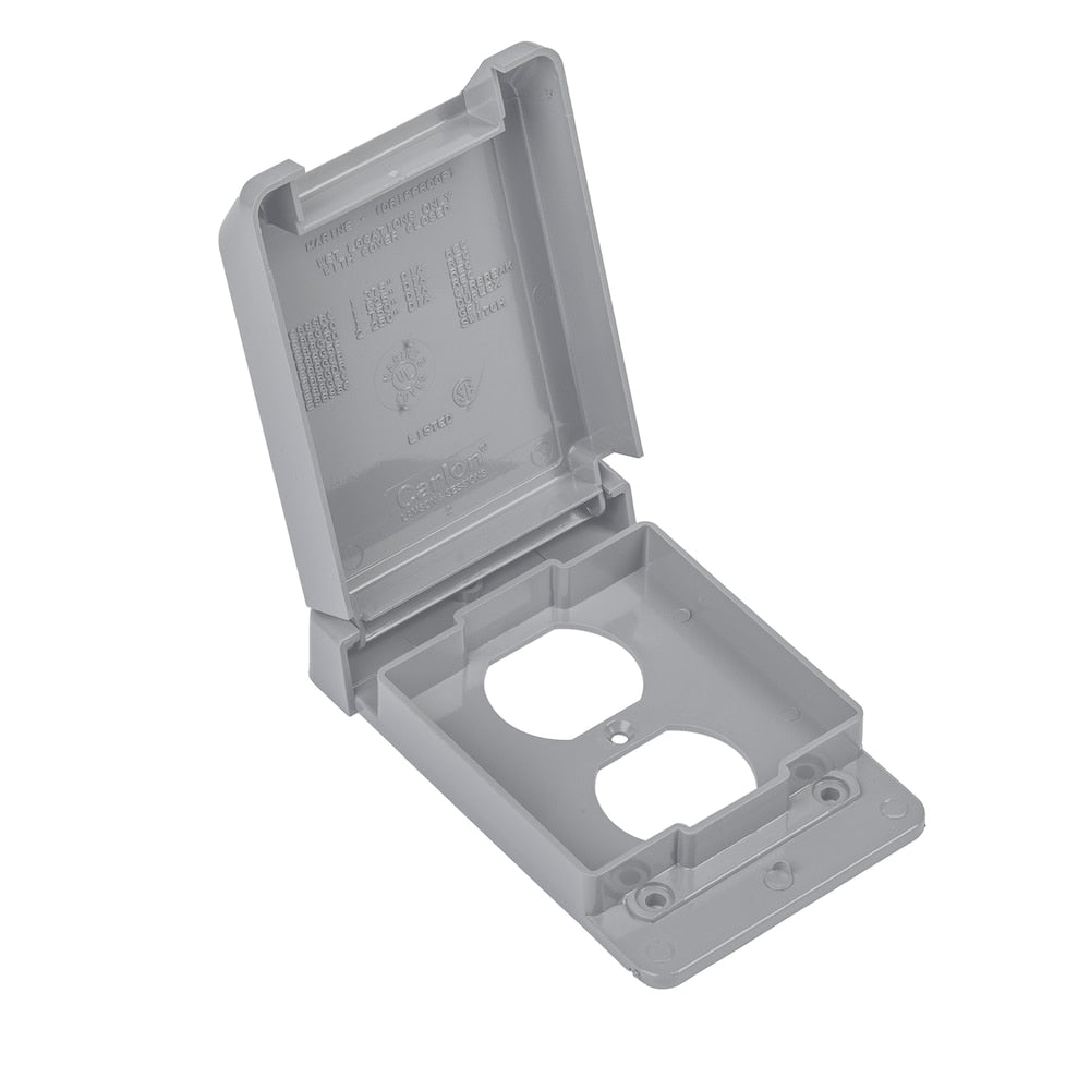 Weatherproof one gang vertical cover for one duplex receptacle