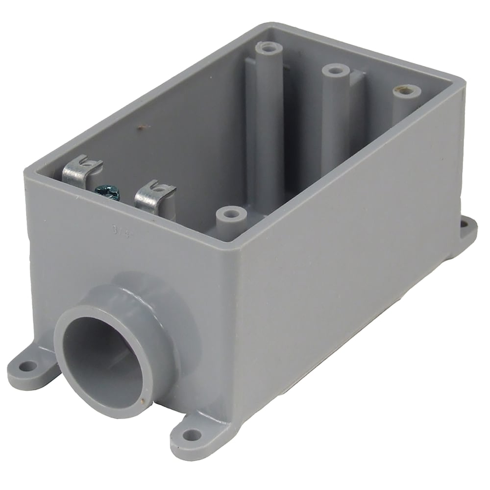1-Gang 18 cu in. 1 x 3/4 in. Unthreaded Hub Weatherproof PVC Device Box
