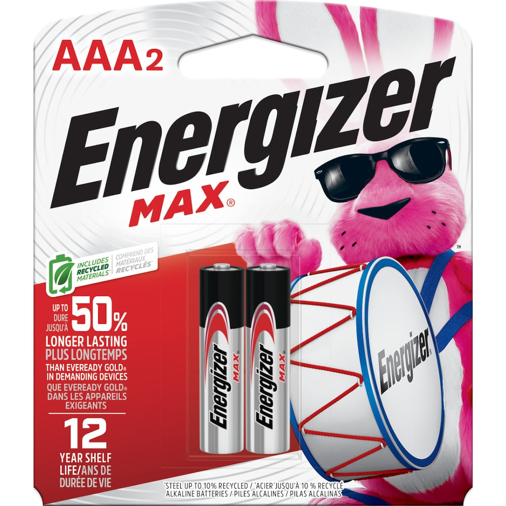 Piles AAA Energizer MAX (paquet de 2), piles alcalines Triple A
