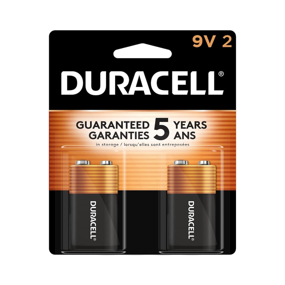 Coppertop 9v Battery, 2 pack, Alkaline 9 Volt Batteries