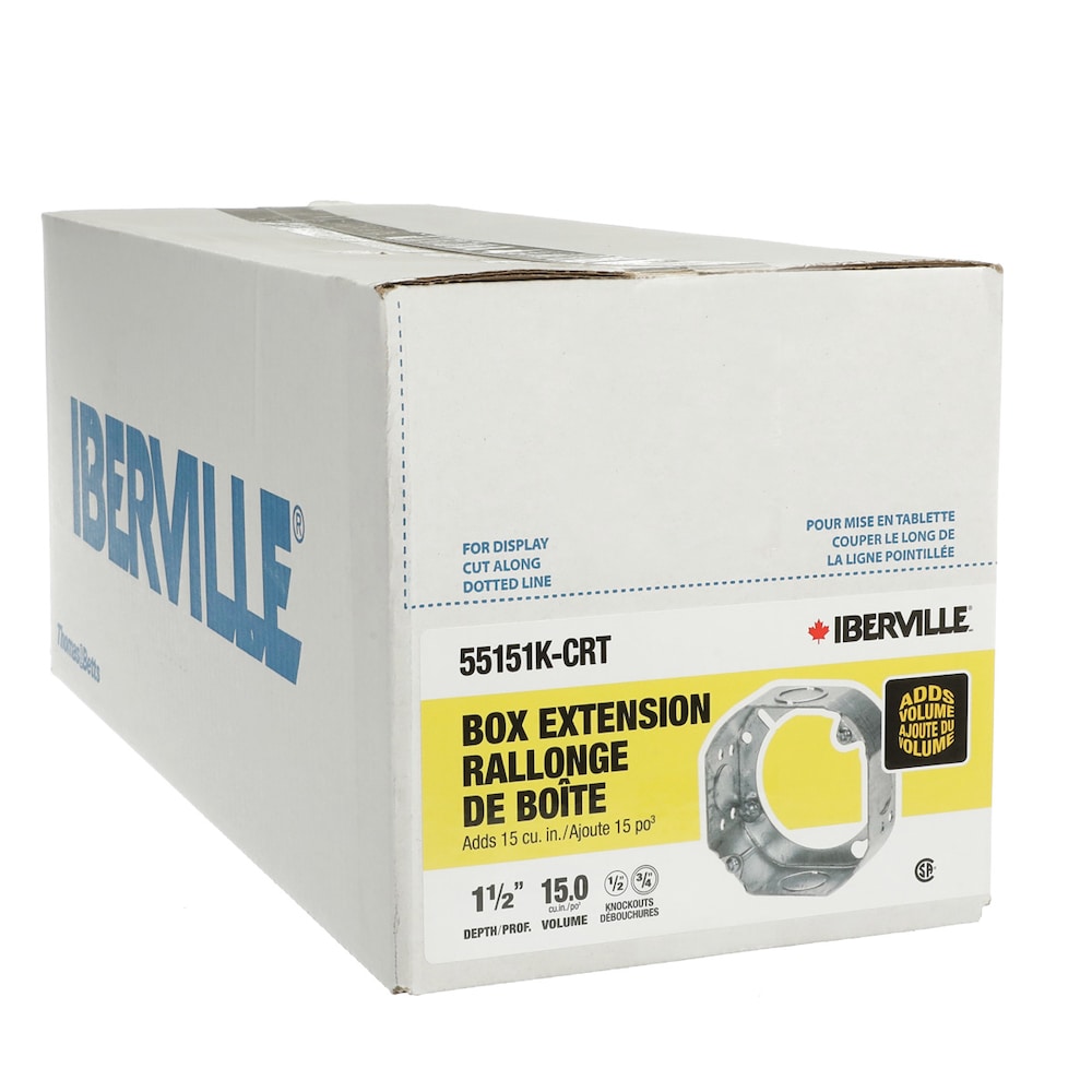 4 x 4 x 1-1/2 in. D. Octagonal box extension ring 15.0 cu in.