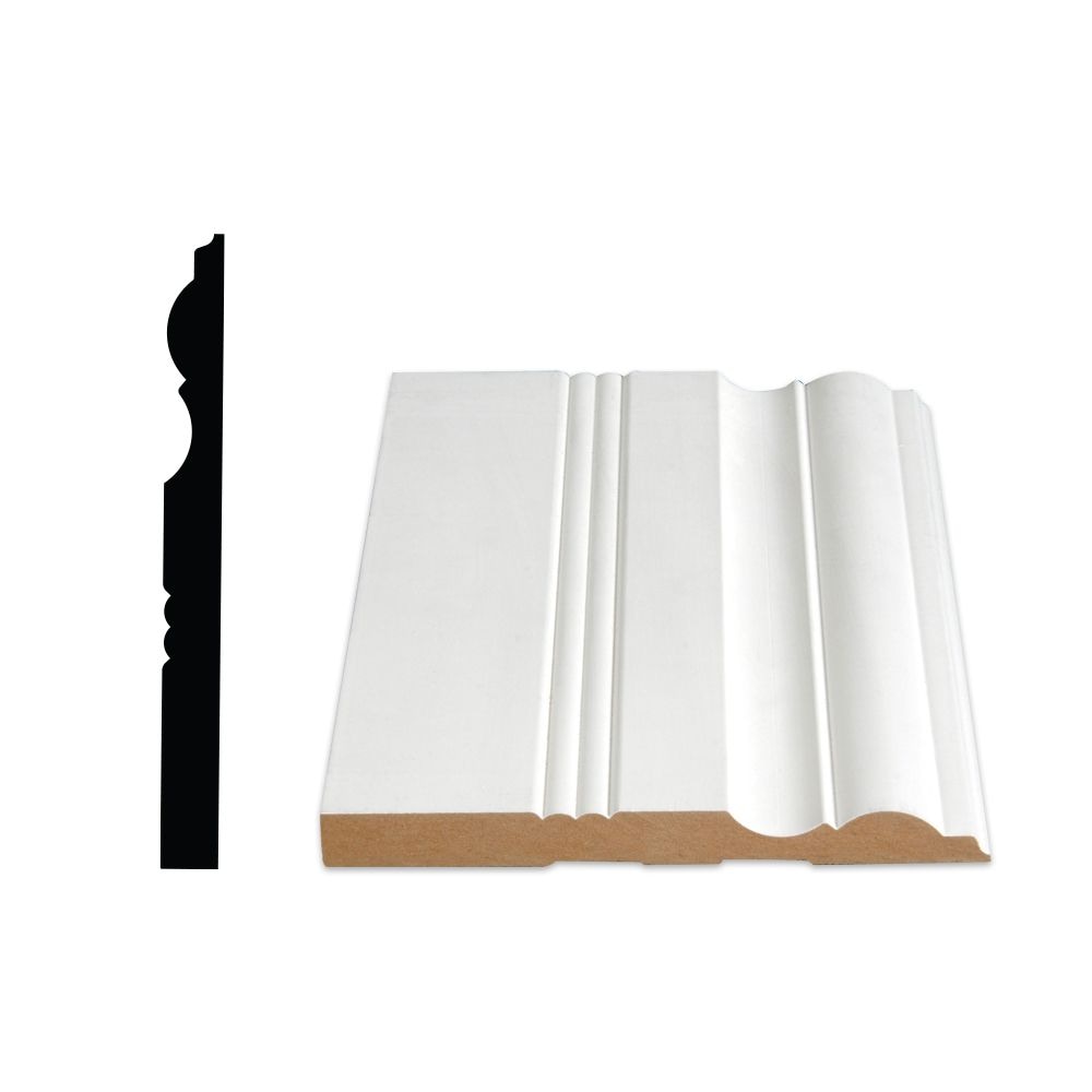 Moulure de plinthe apprêtée en MDF victorien de 5/8 po x 6 1/2 po