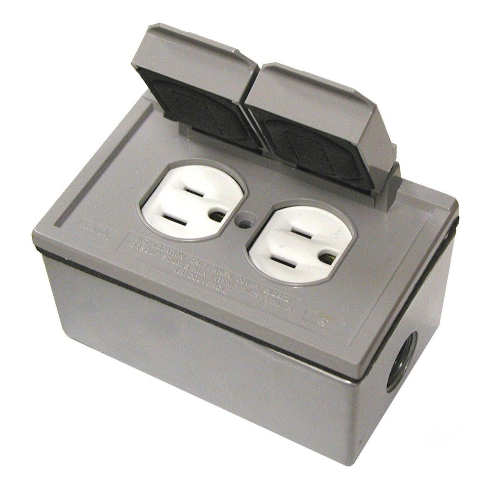 Clear 1-Gang Duplex Receptacle Weatherproof Horizontal Electrical Box Cover Kit, Grey