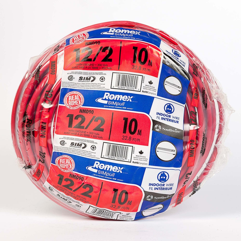 12/2 NMD90 10M Romex SIMpull Electrical Wire - Red