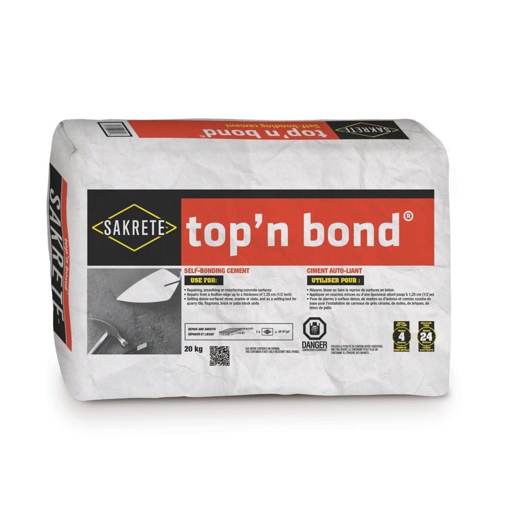 top'n bond, 20 Kg, Mélange de Ciment Auto-adhérent pour Réparer le Béton Rapidement et Facilement