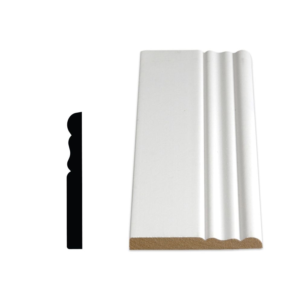 3/8-inch x 3 1/8-inch x 96-inch Colonial MDF Primed  Baseboard Moulding