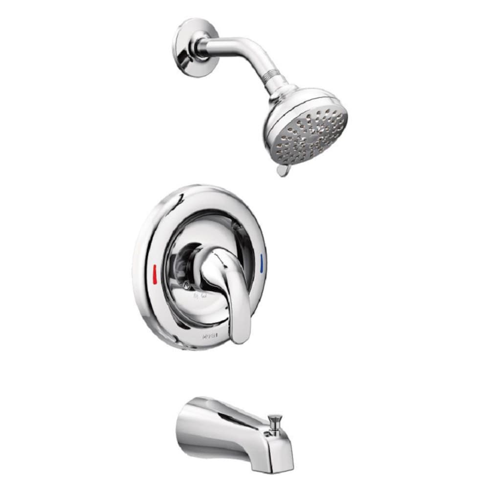 Adler Single Handle Round Wall Mount 1-Spray Bathtub Shower Faucet with Rain Shower Head in Chrome