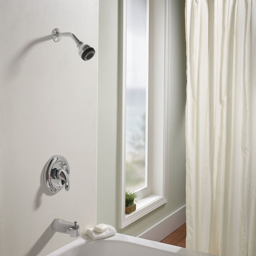 Adler Single Handle Round Wall Mount 1-Spray Bathtub Shower Faucet with Rain Shower Head in Chrome