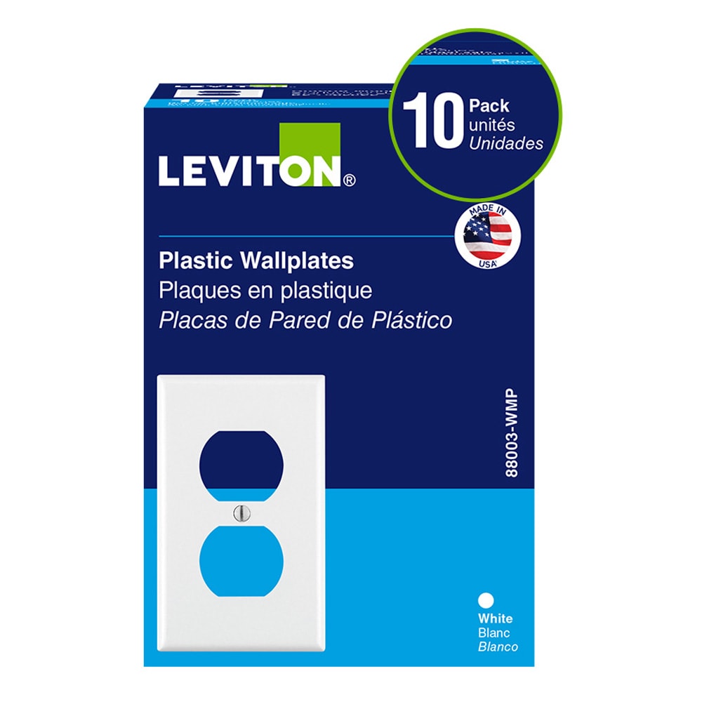 1 Gang Duplex Receptacle Plate, White - (10-Pack)