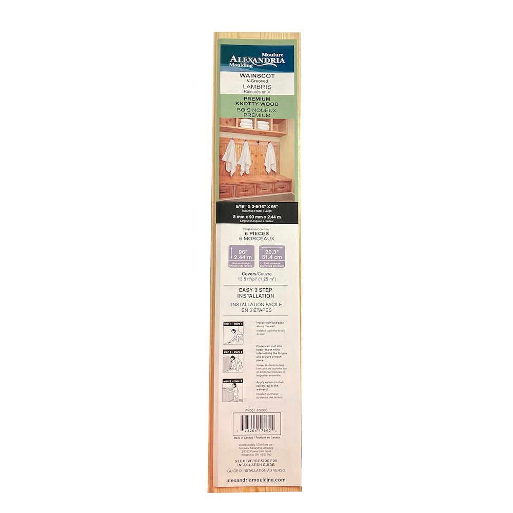 5/16-inch x 3-9/16-inch x 96-inch V-Joint Tongue & Groove Pine Knotty, (6-Pack)