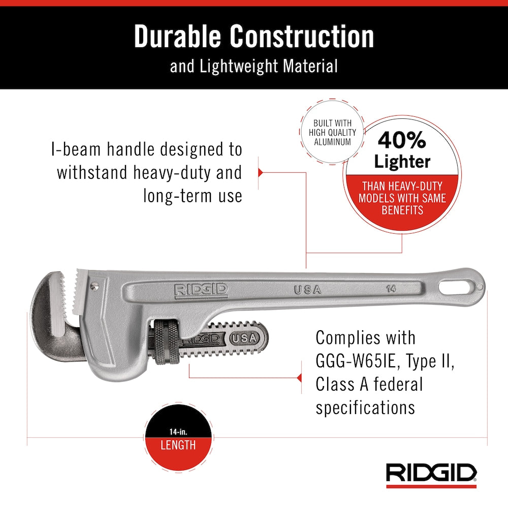 14 In. Aluminum Pipe Wrench