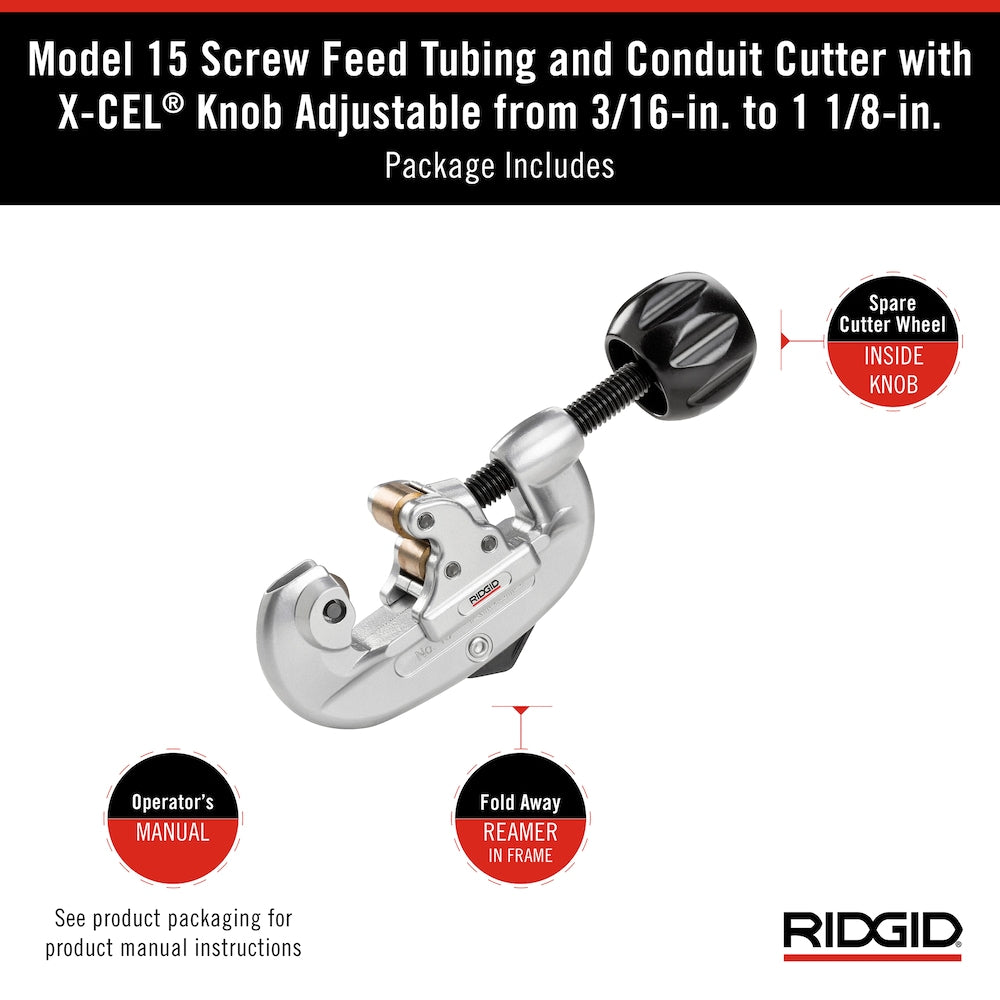 3/16-inch To 1-1/8-inch Model 15 Screw Feed Tubing and Conduit Cutter