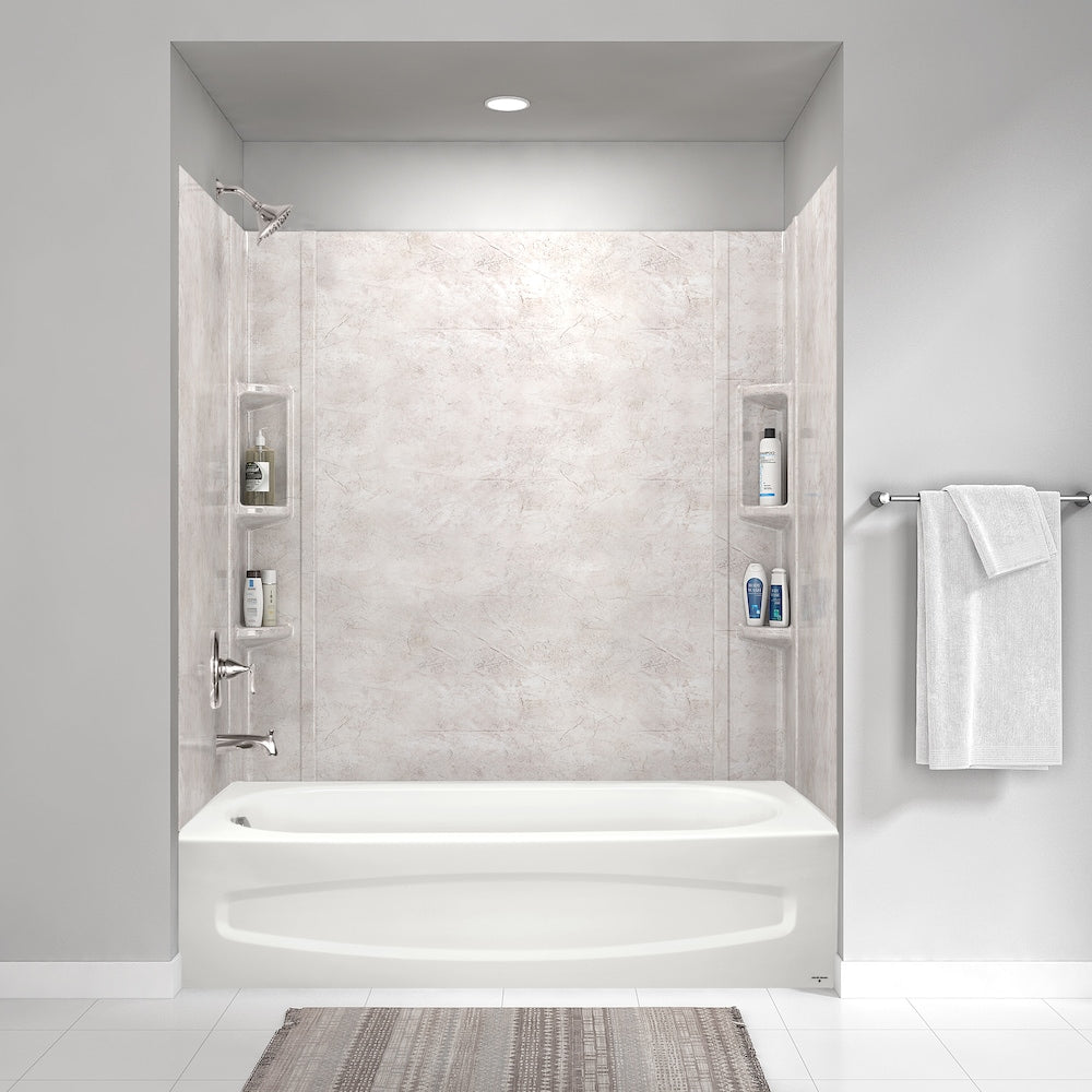 Cadet 5 ft. Alcove Rectangular Enamel Steel Bathtub with Left-Hand Outlet in White