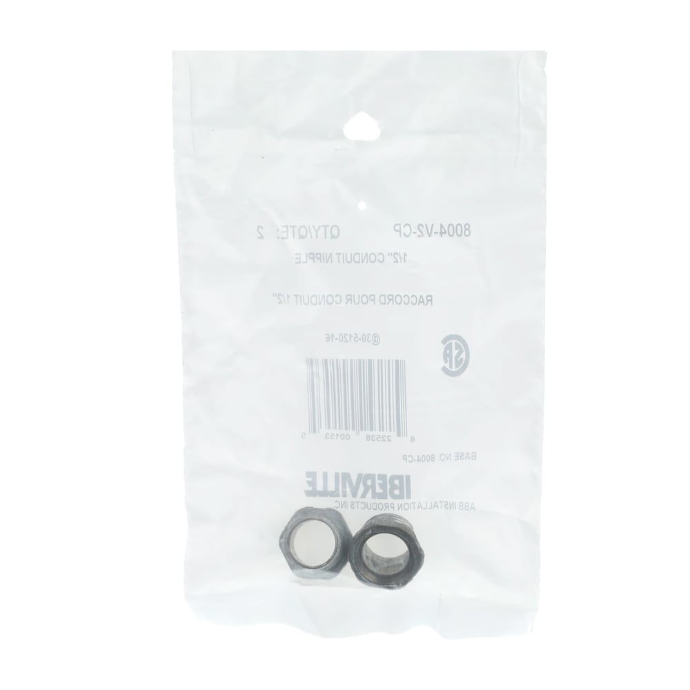 Mamelon de conduit en zinc 1/2 po. (Sac de 2 unités)