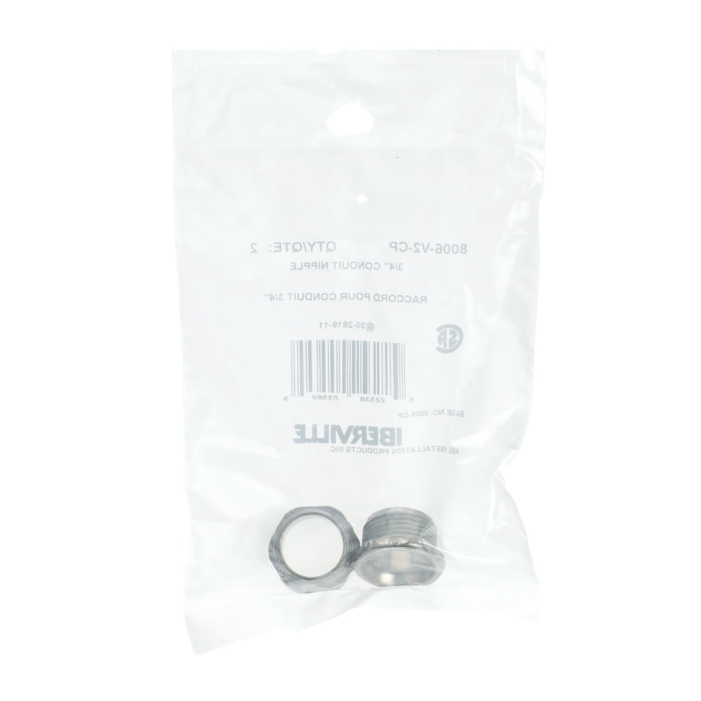 Mamelon de conduit en zinc 3/4 po. (Sac de 2 unités)