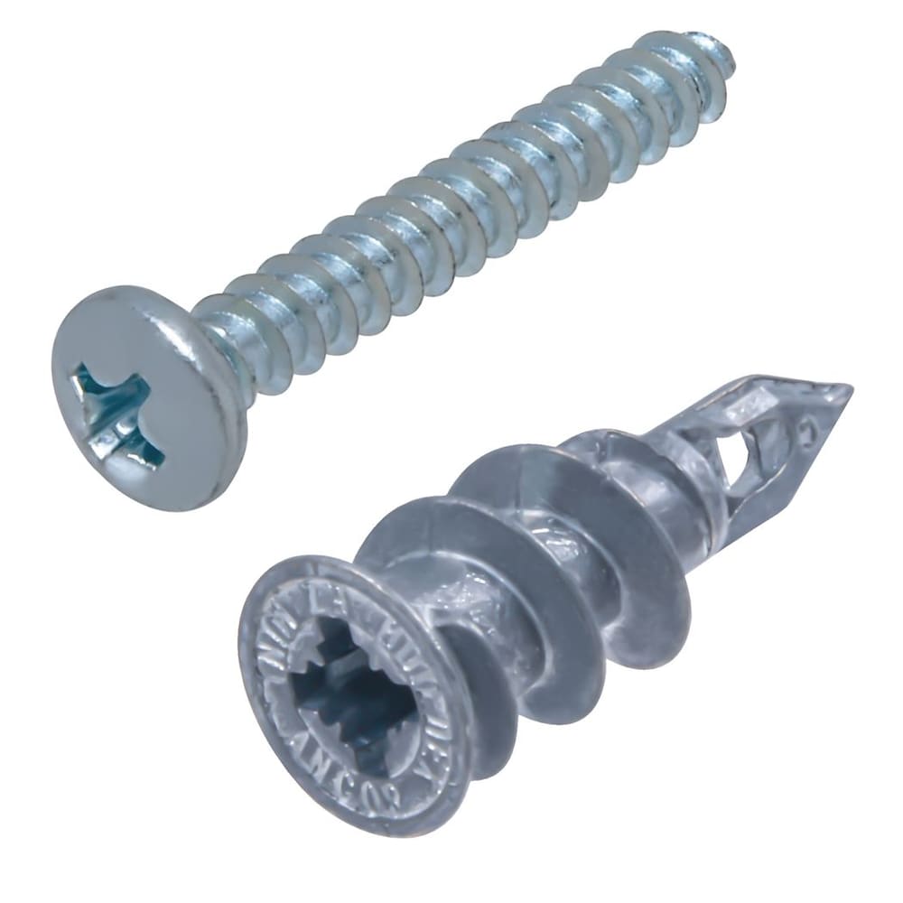Mini Stud Solver #6 Self-Drilling Zinc Drywall Anchors with Screws, Light Duty - 4pcs