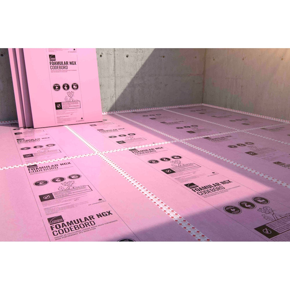 FOAMULAR NGX CodeBord XPS Rigid Foam Insulation Board; 1-1/2-inch x 48-inch x 96-inch R-7.5 SL Edge