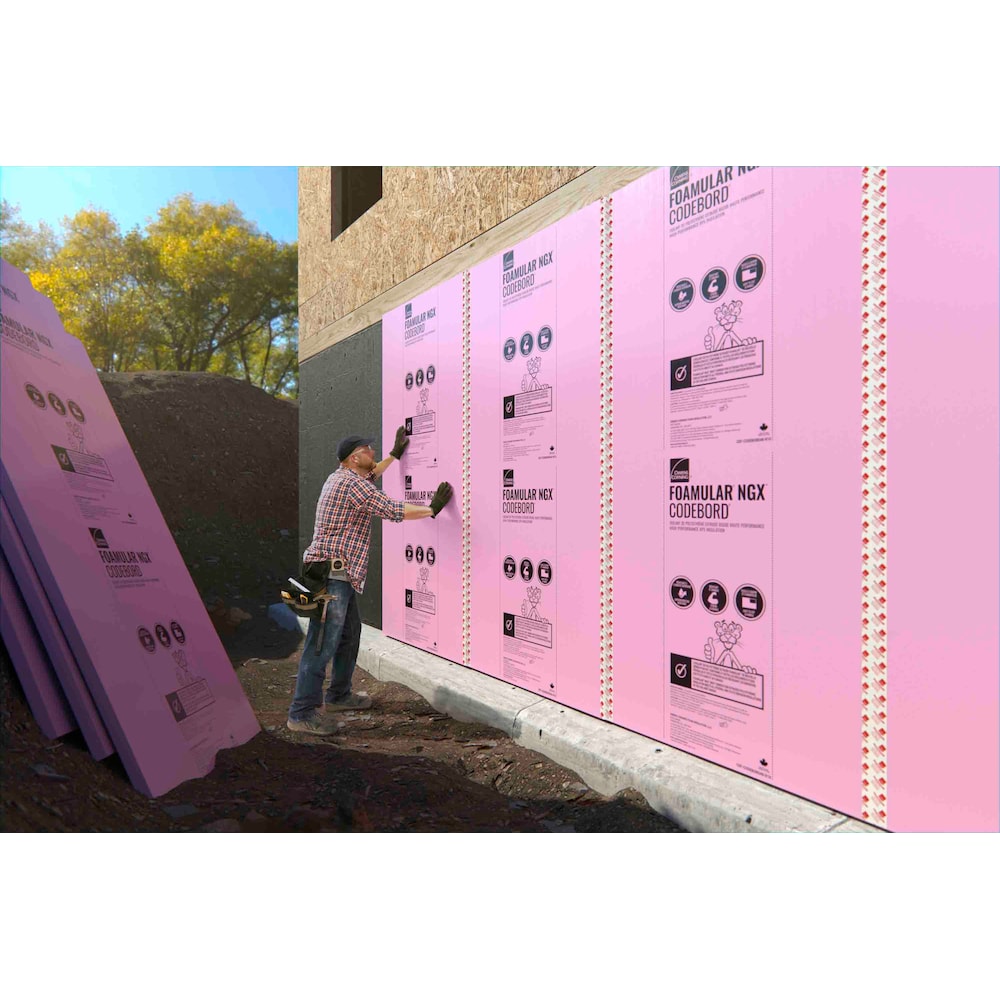 FOAMULAR NGX CodeBord XPS Rigid Foam Insulation Board; 1-inch x 24-inch x 96-inch R-5 SL Edge