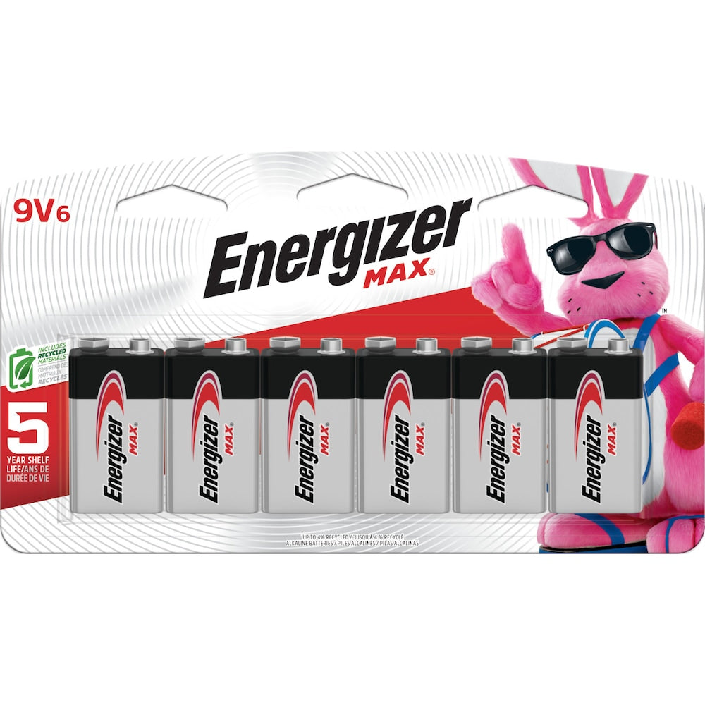 Piles Energizer MAX 9 V (lot de 6), piles alcalines 9 volts