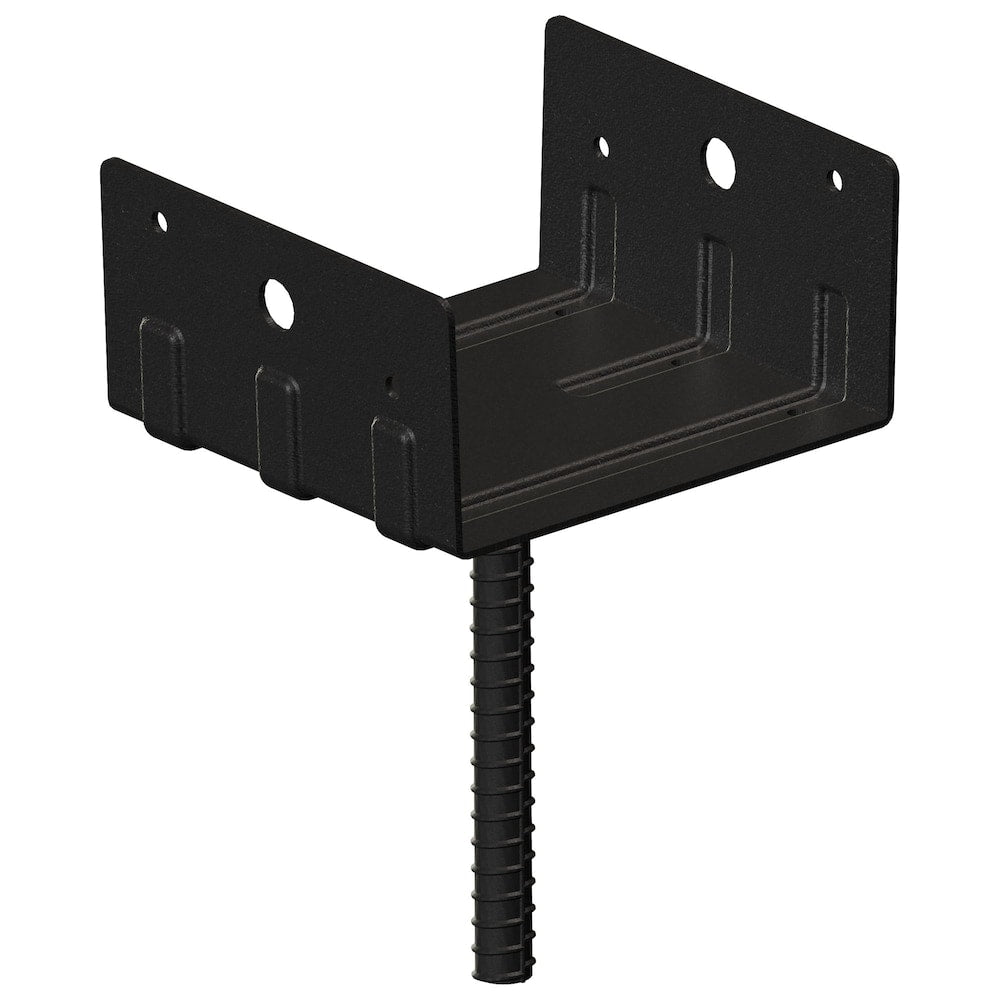 Support de poteau en acier épais de 6 po x 6 po en noir