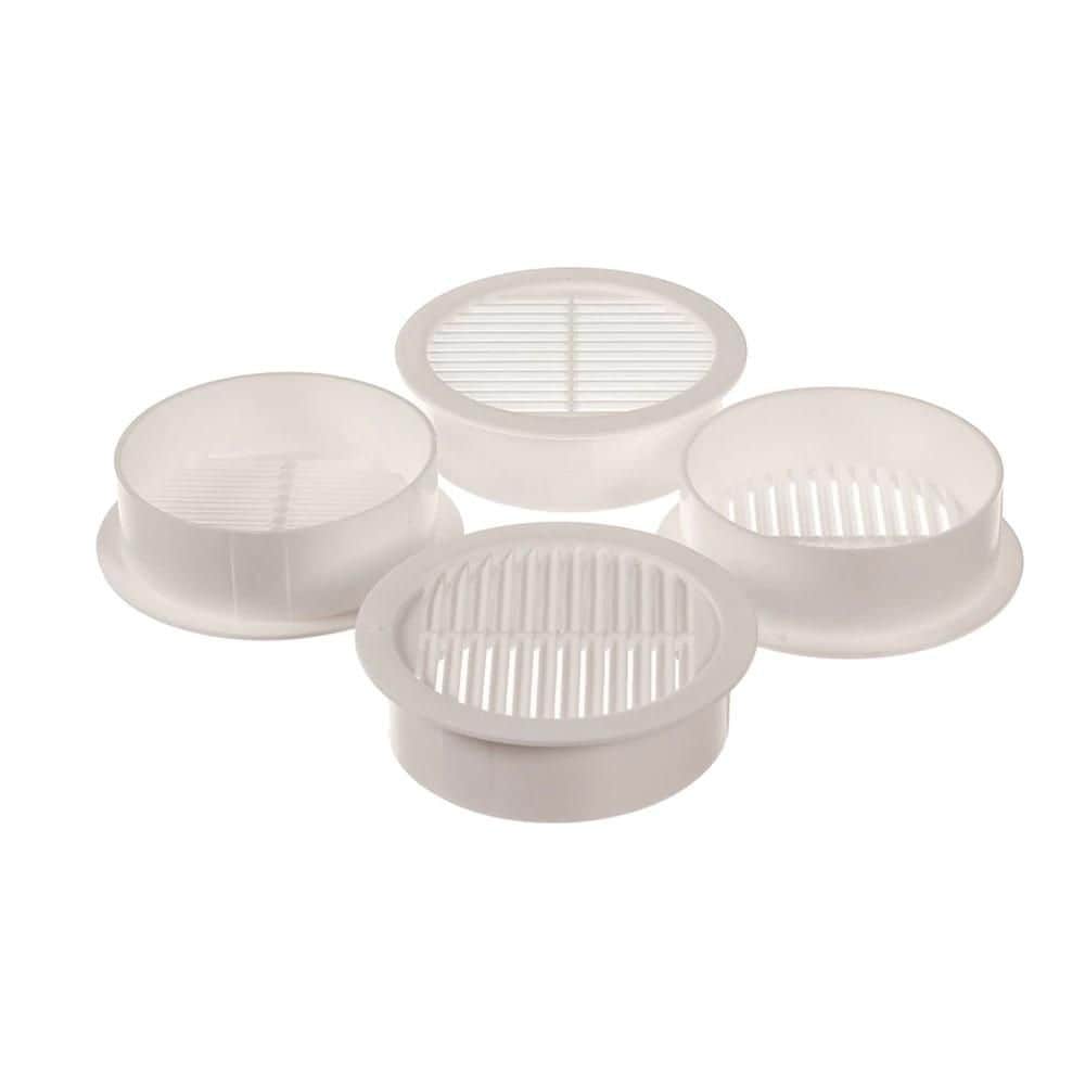 3-inch Resin Circular Mini Wall Louver Soffit Vent in White (4-Pack)