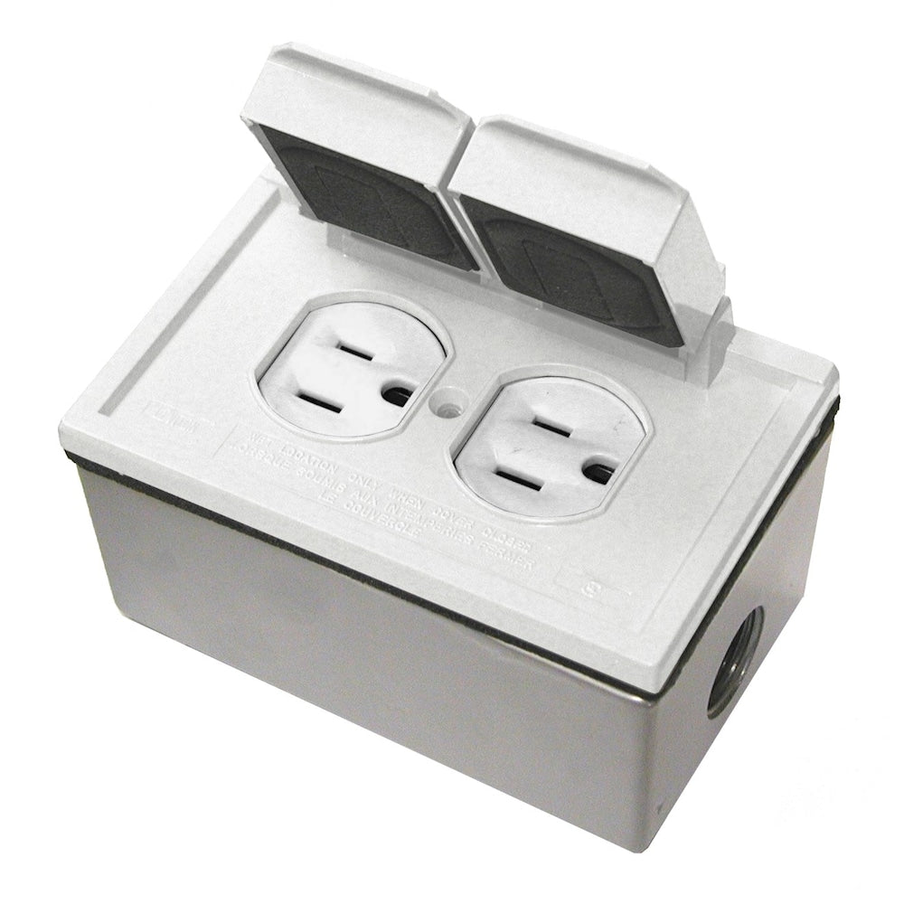 Duplex Receptacle Weatherproof Horizontal Electrical Box Cover Kit, White