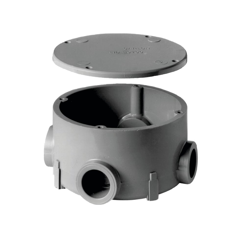 4 x 1/2 in. Unthreaded Hubs Round PVC Junction Box with Cover