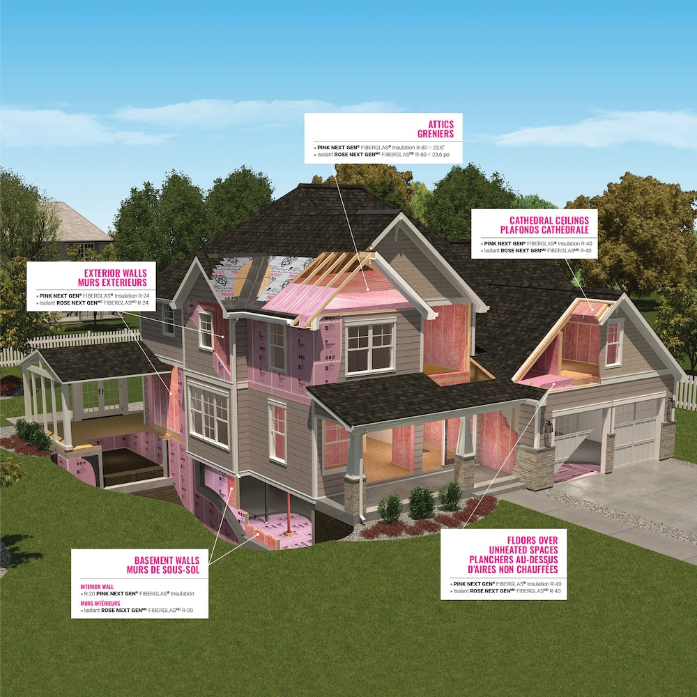 R-14 PINK NEXT GEN FIBERGLAS Insulation 15-inch x 47-inch x 3.5-inch (78.3 sq.ft.)