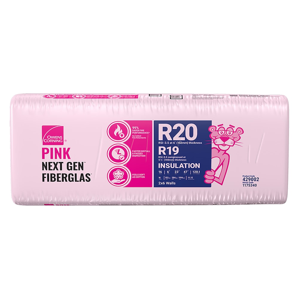Isolant FIBERGLAS NEXT GEN R-20 ROSE 23 pouces x 47 pouces x 6 pouces (120,0 pieds carrés)