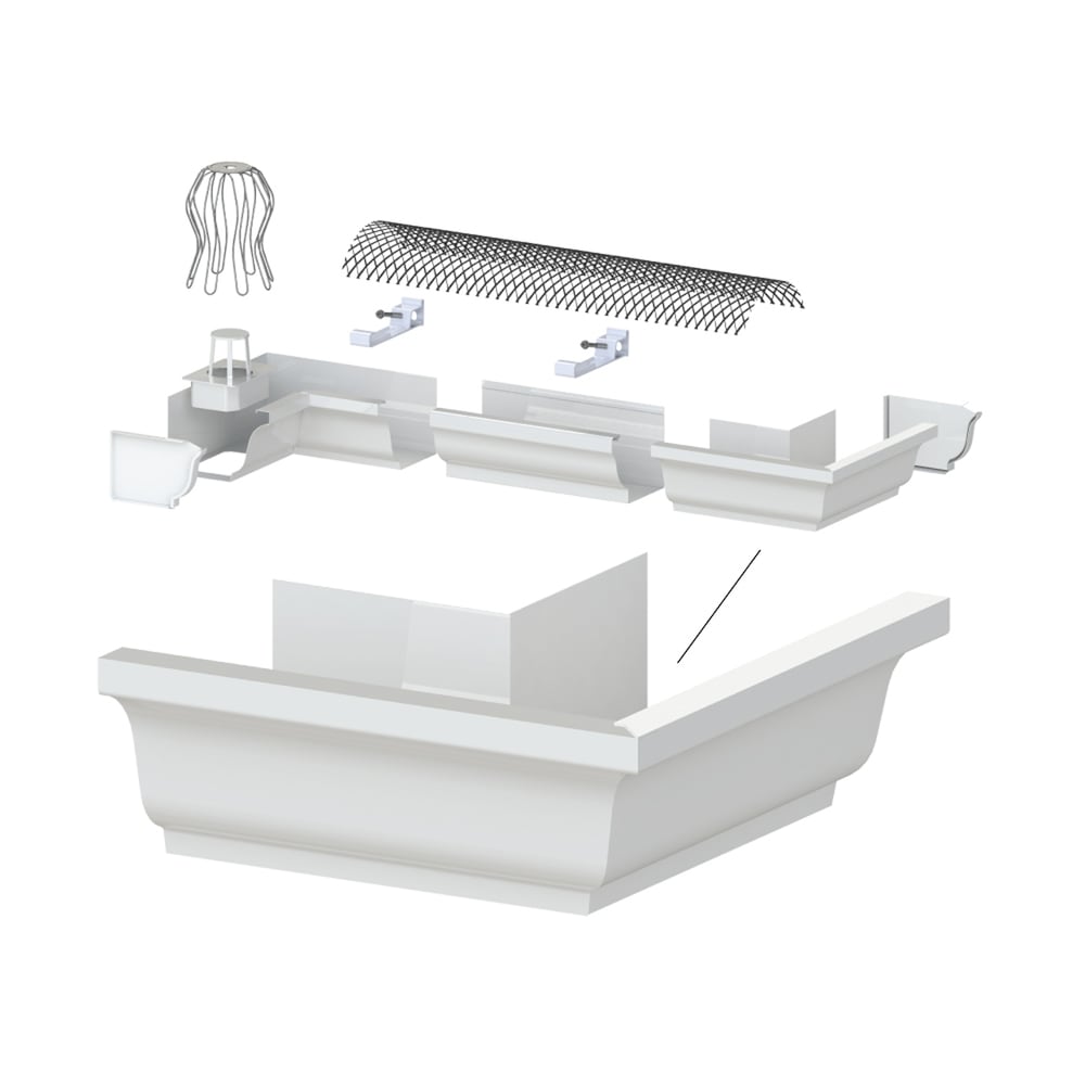 Gouttière d'angle extérieure en aluminium de 5 pouces (gouttière) Mitre en blanc Pro Pack (20 pièces)