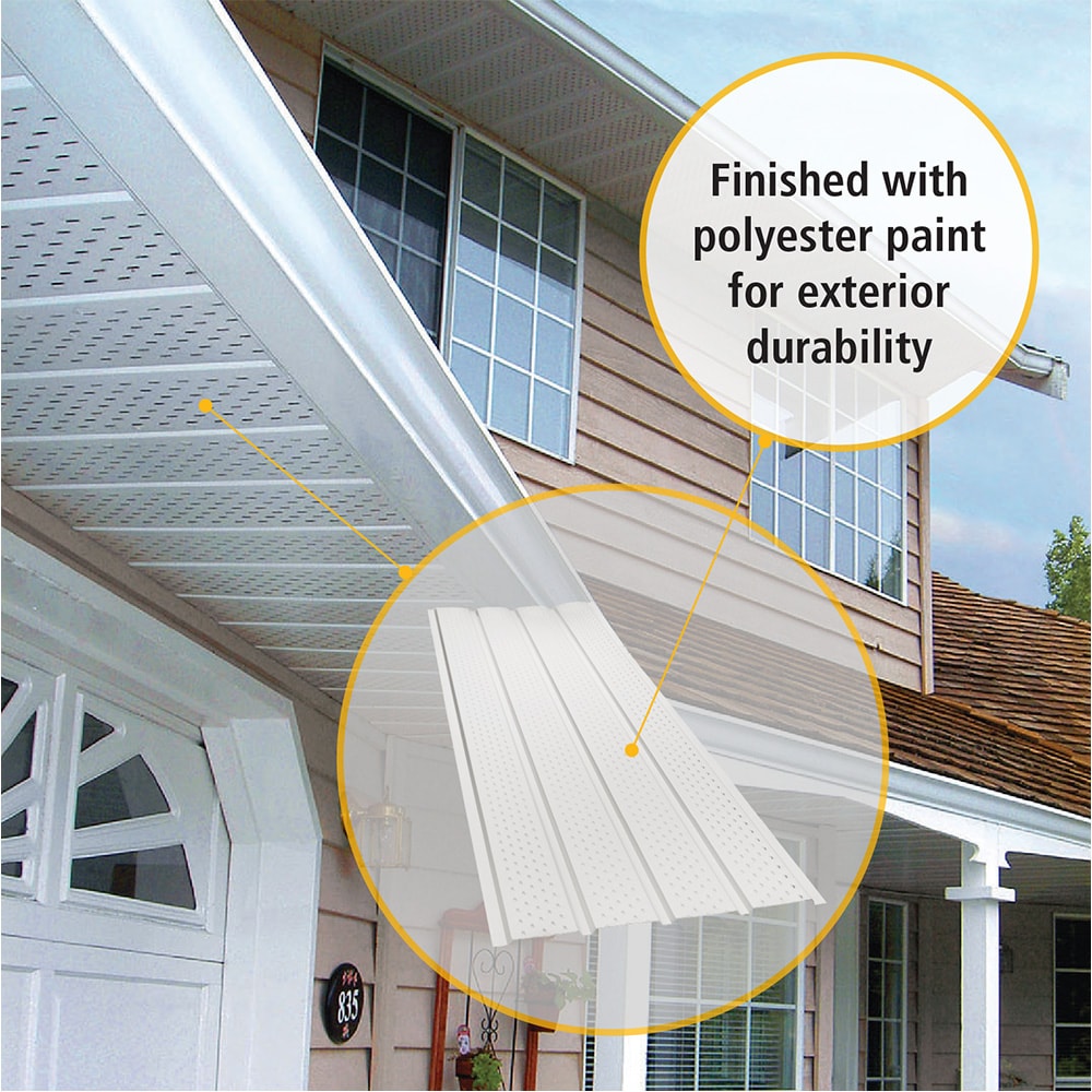 10 ft. L x 16-inch W x 4-inch H Aluminum 4-Panel Vented Soffit in Brown