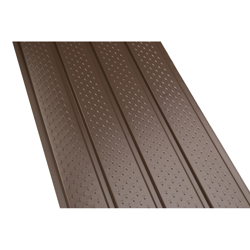 10 ft. L x 16-inch W x 4-inch H Aluminum 4-Panel Vented Soffit in Brown