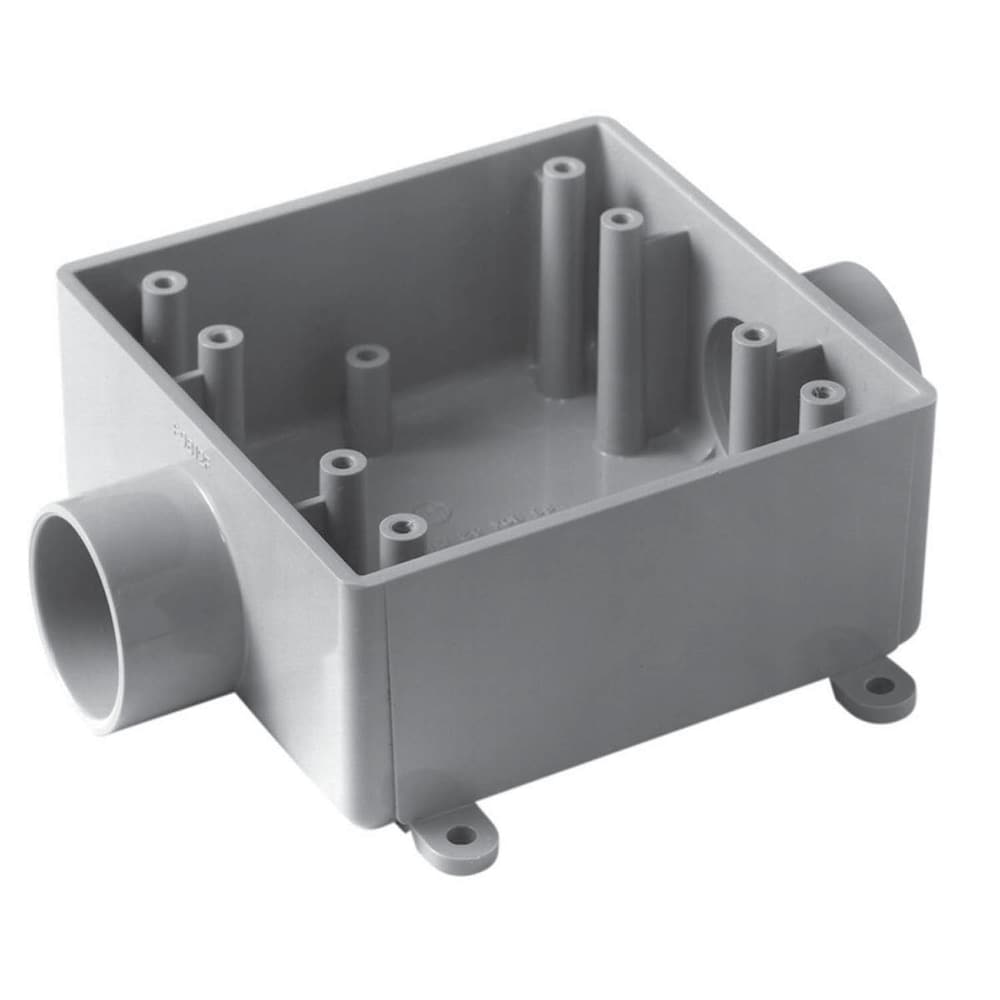 2-Gang 2 x 1/2 in. Unthreaded Hubs Weatherproof PVC Device Box