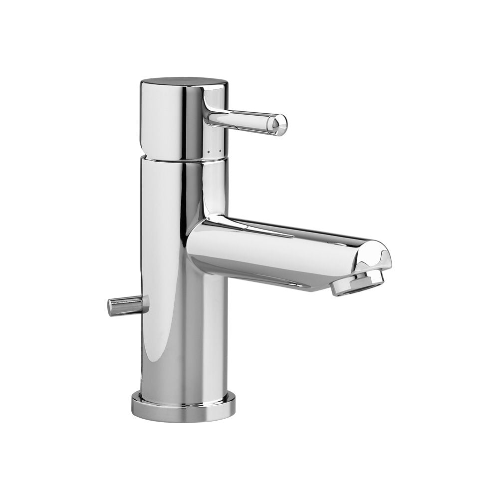 Robinet de lavabo de salle de bain à arc bas et à poignée unique Serin en chrome poli (robinet et drain inclus)
