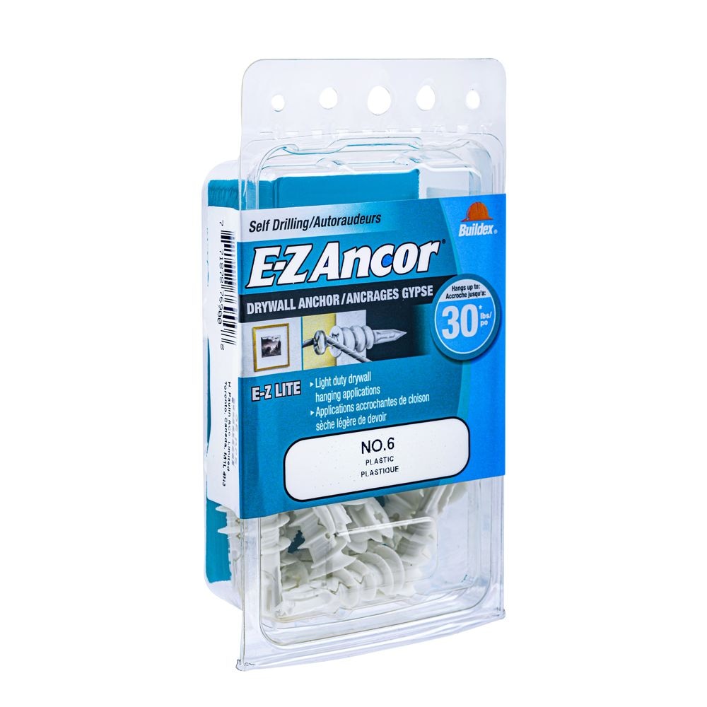 E-Z Anchor #6 E-Z Lite Drywall Anchor - Plastic - 20pc