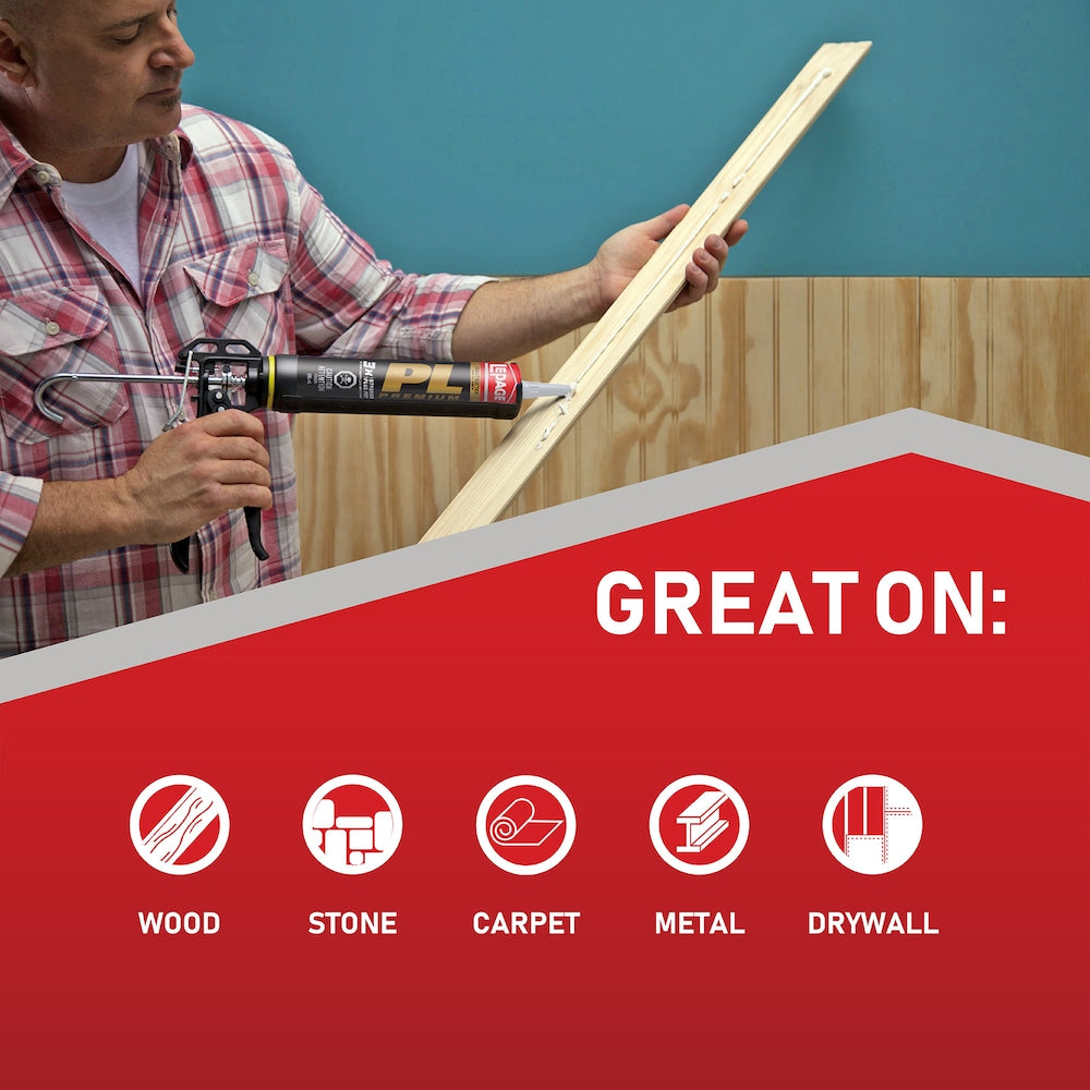 PL Premium Polyurethane Construction Adhesive, Interior/Exterior, Waterproof, 295 ml