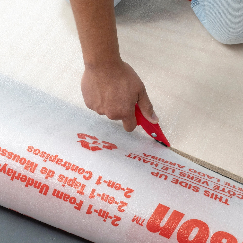 Sous-couche 2 en 1 de 48 po x 25 pi pour planchers de bois stratifiés et contrecollés
