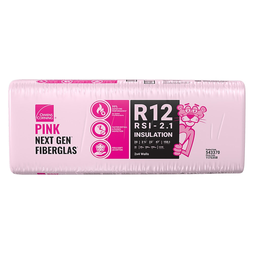 Isolant FIBERGLAS NEXT GEN R-12 ROSE 23 pouces x 47 pouces x 3,5 pouces (150,1 pieds carrés)