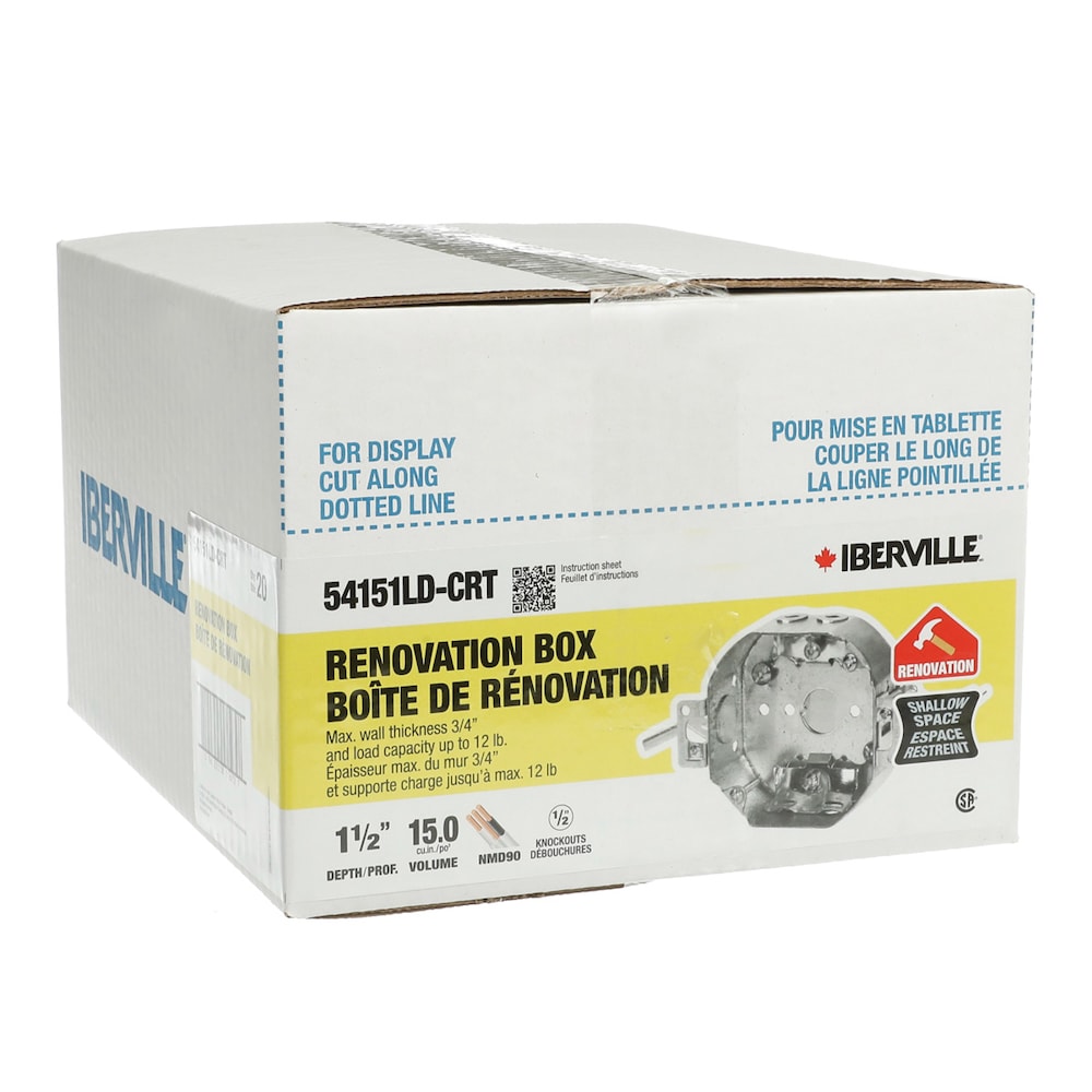 4 x 4 x 1-1/2 D.  15 cu.inch Octagon Steel Renovation Ceiling Box