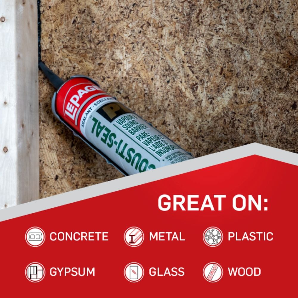 PL Acousti-Seal Sound Absorbing Vapor Barrier Adhesive, Black, Flexible 825mL