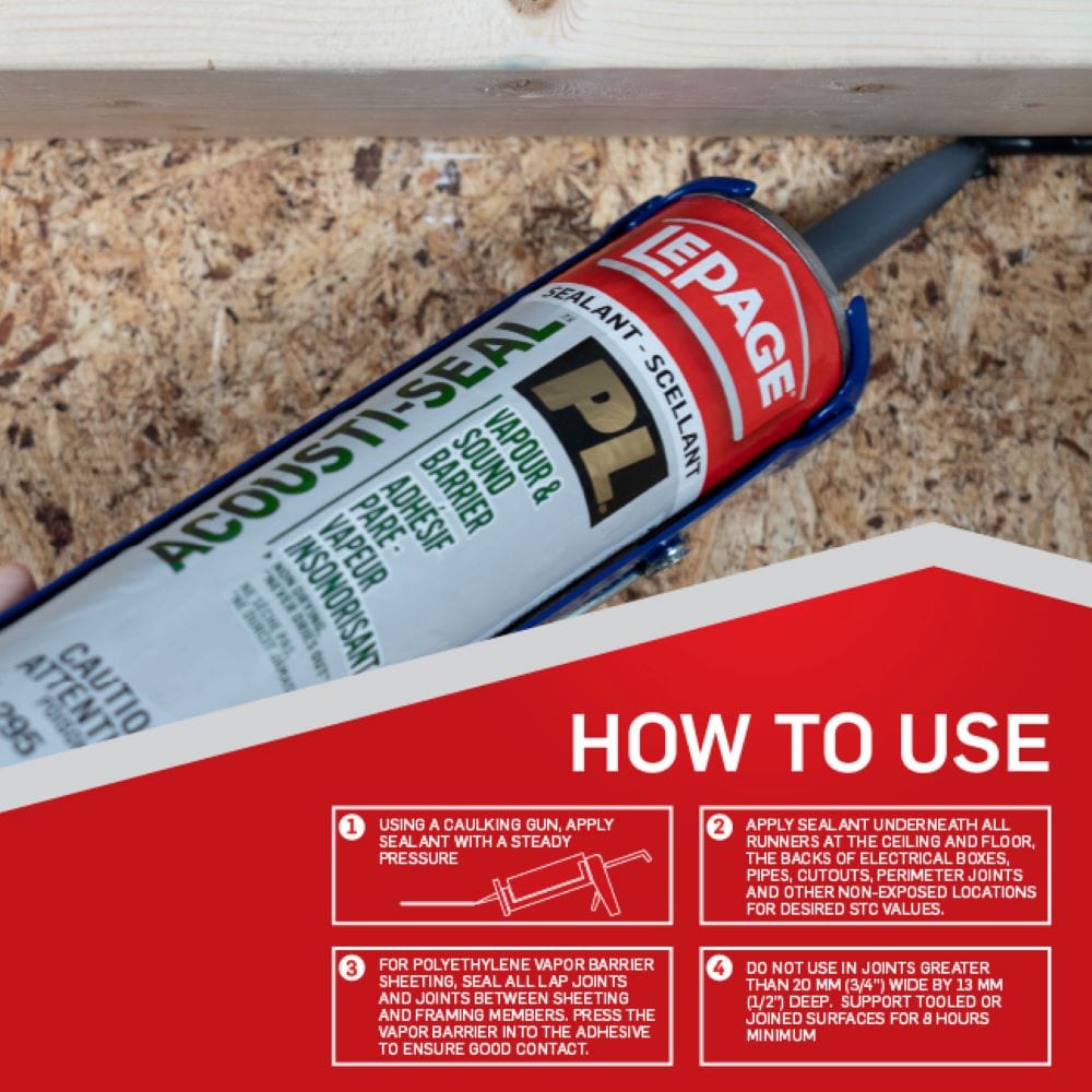 PL Acousti-Seal Sound Absorbing Vapor Barrier Adhesive, Black, Flexible 825mL