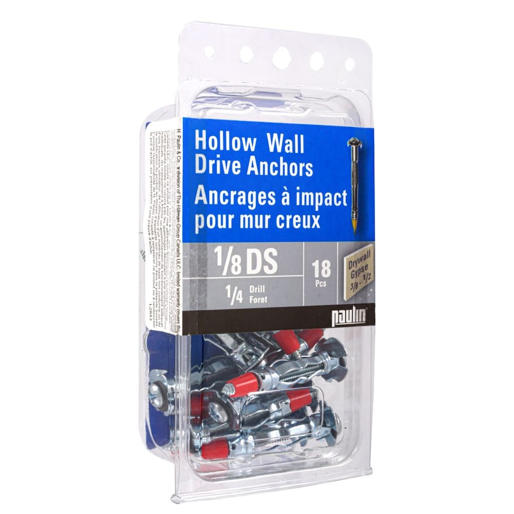 1/8-inch DS Hollow Wall Drive Anchors-18pcs